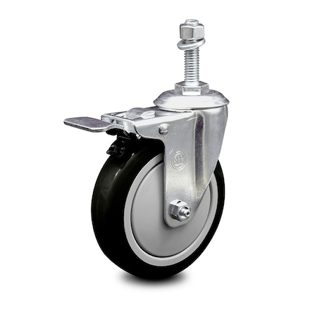 Service Caster 5 Inch Black Polyurethane Swivel 3/8 Inch Stem Caster with Total Lock Brake SCC SCC-TSTTL20S514-PPUB-BLK-381615
